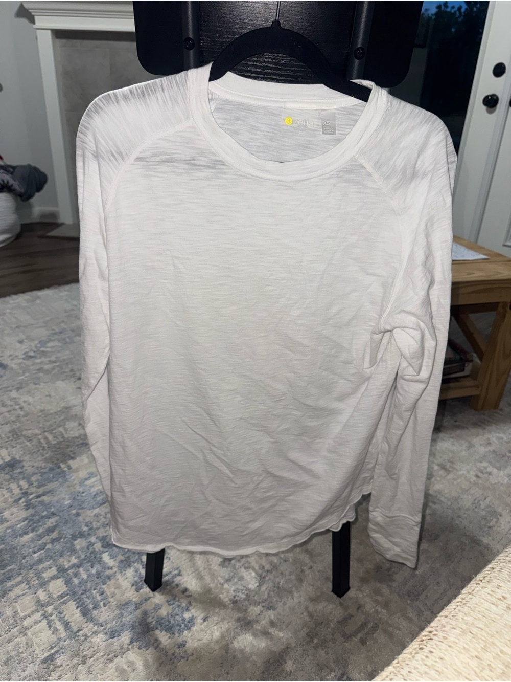 Zella White Long Sleeve Crewneck Shirt 100% cotton True color